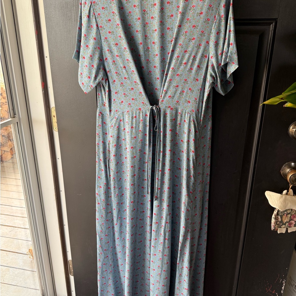 April Cornell Light Blue Floral Button-Front Maxi Dress - Picture 4 of 5